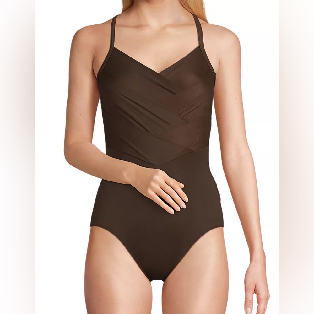 Women's SlenderSuit Pleated Low Leg One Piece Swimsuit -12